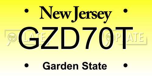 GZD70T New Jersey License Plate