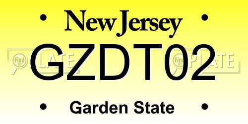 GZDT02 New Jersey License Plate
