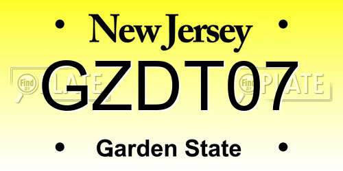 GZDT07 New Jersey License Plate