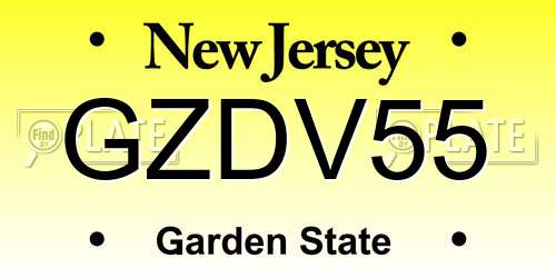 GZDV55 New Jersey License Plate