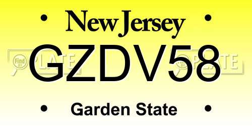GZDV58 New Jersey License Plate