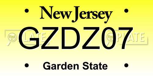 GZDZ07 New Jersey License Plate