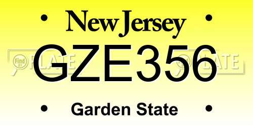 GZE356 New Jersey License Plate