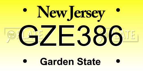 GZE386 New Jersey License Plate