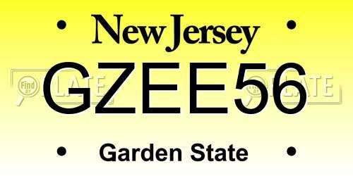 GZEE56 New Jersey License Plate