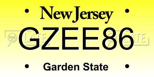 GZEE86 New Jersey License Plate