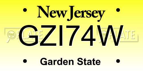 GZI74W New Jersey License Plate