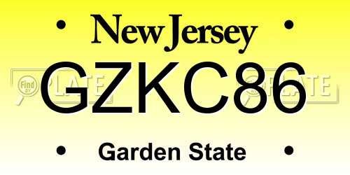 GZKC86 New Jersey License Plate