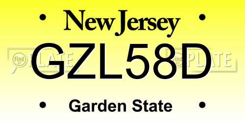 GZL58D New Jersey License Plate