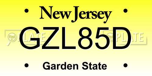 GZL85D New Jersey License Plate
