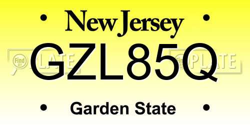 GZL85Q New Jersey License Plate