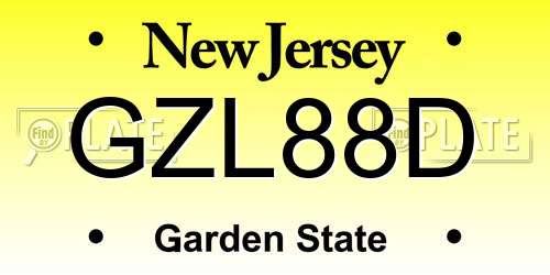 GZL88D New Jersey License Plate