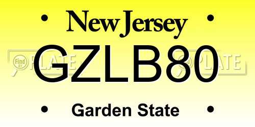 GZLB80 New Jersey License Plate