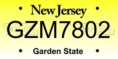 GZM7802 New Jersey License Plate