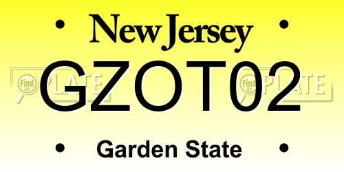 GZOT02 New Jersey License Plate