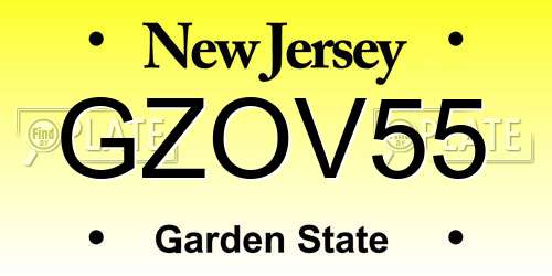 GZOV55 New Jersey License Plate