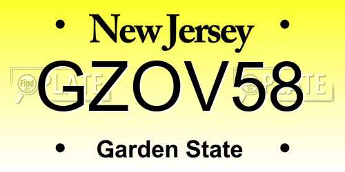 GZOV58 New Jersey License Plate