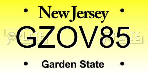 GZOV85 New Jersey License Plate