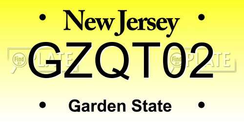 GZQT02 New Jersey License Plate
