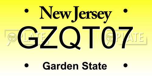 GZQT07 New Jersey License Plate