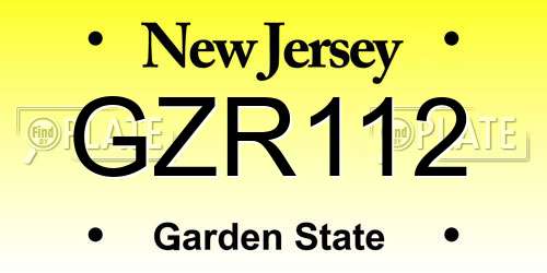 GZR112 New Jersey License Plate