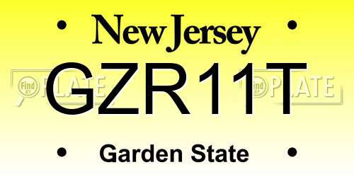 GZR11T New Jersey License Plate