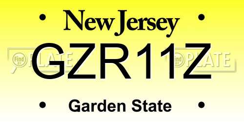 GZR11Z New Jersey License Plate