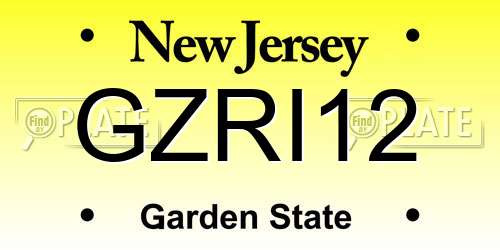 GZRI12 New Jersey License Plate