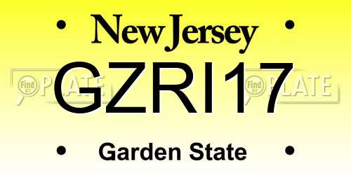 GZRI17 New Jersey License Plate