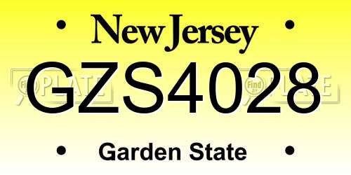 GZS4028 New Jersey License Plate