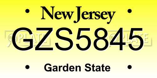 GZS5845 New Jersey License Plate
