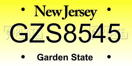 GZS8545 New Jersey License Plate