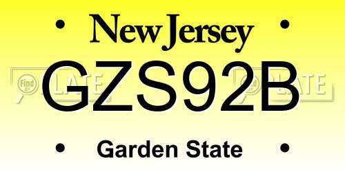 GZS92B New Jersey License Plate