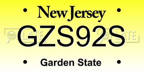 GZS92S New Jersey License Plate