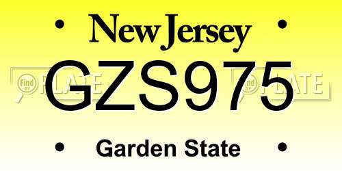 GZS975 New Jersey License Plate