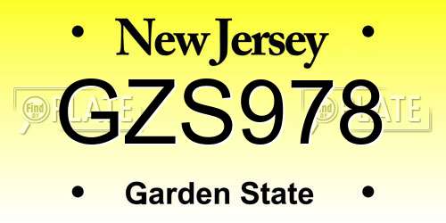 GZS978 New Jersey License Plate