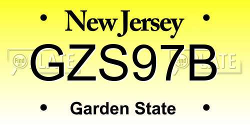 GZS97B New Jersey License Plate