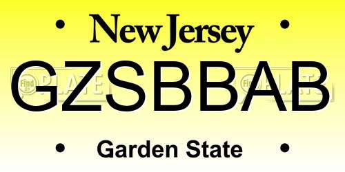 GZSBBAB New Jersey License Plate