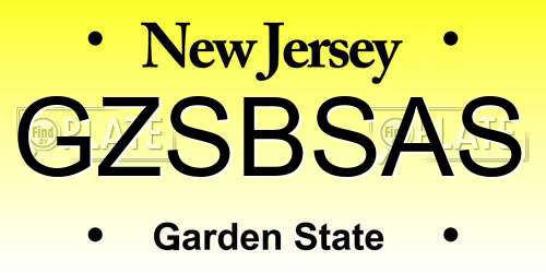 GZSBSAS New Jersey License Plate