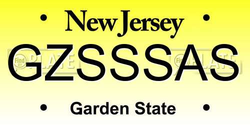 GZSSSAS New Jersey License Plate