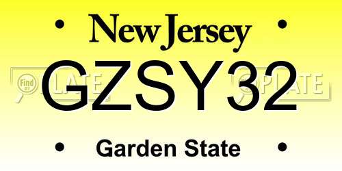 GZSY32 New Jersey License Plate