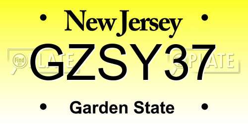 GZSY37 New Jersey License Plate