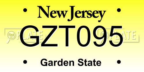 GZT095 New Jersey License Plate