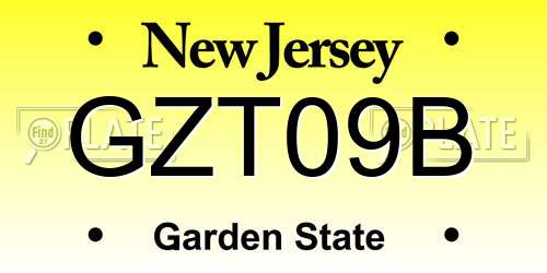 GZT09B New Jersey License Plate