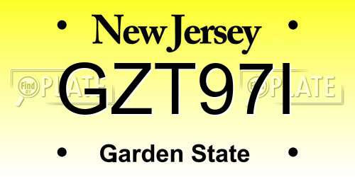 GZT97I New Jersey License Plate
