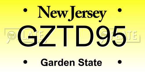 GZTD95 New Jersey License Plate