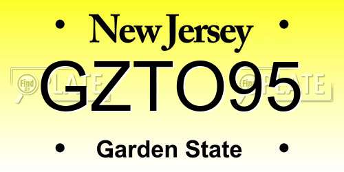 GZTO95 New Jersey License Plate