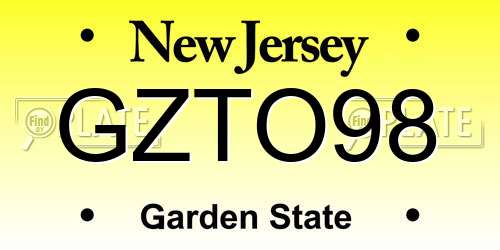 GZTO98 New Jersey License Plate