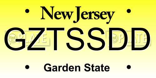 GZTSSDD New Jersey License Plate