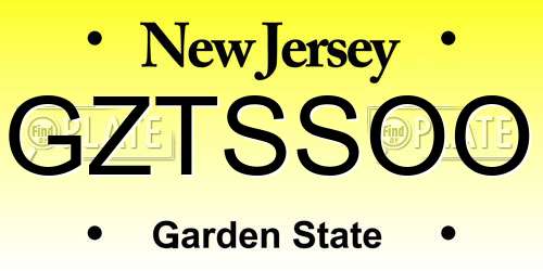 GZTSSOO New Jersey License Plate